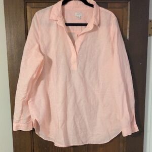 J. Crew Women's Light Pink Linen Tunic Top